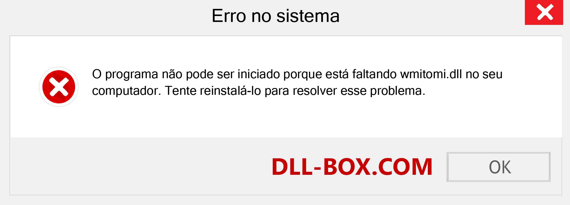 Arquivo wmitomi.dll ausente ?. Download para Windows 7, 8, 10 - Correção de erro ausente wmitomi dll no Windows, fotos, imagens